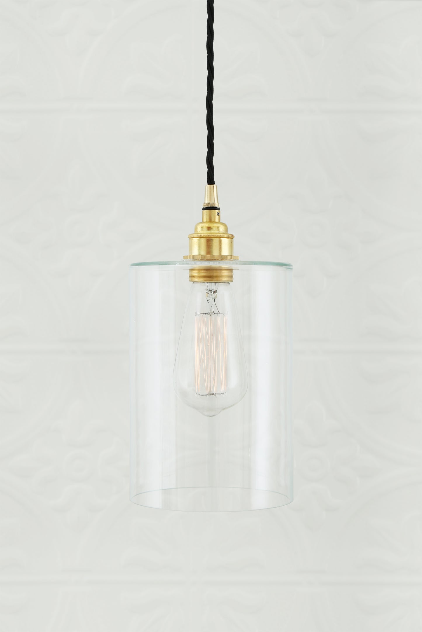 Suspension cylindrique en verre transparent Dalat Small