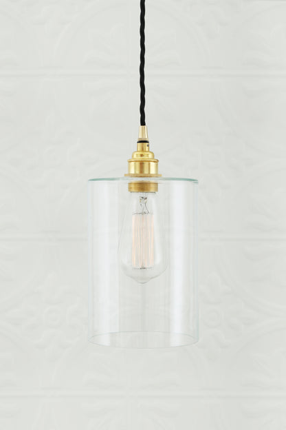 Suspension cylindrique en verre transparent Dalat Small