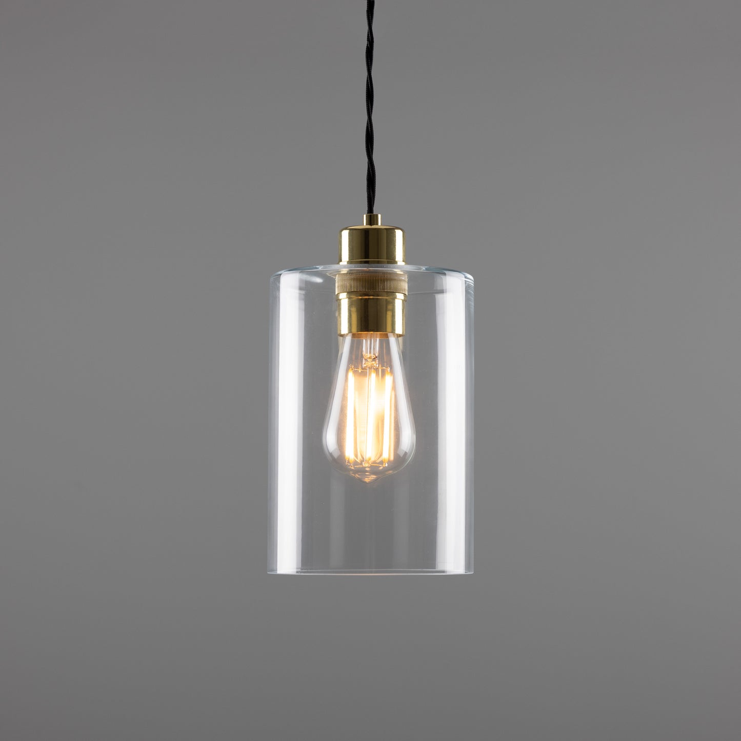 Suspension cylindrique en verre transparent Dalat Small