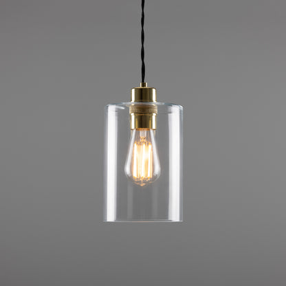 Suspension cylindrique en verre transparent Dalat Small
