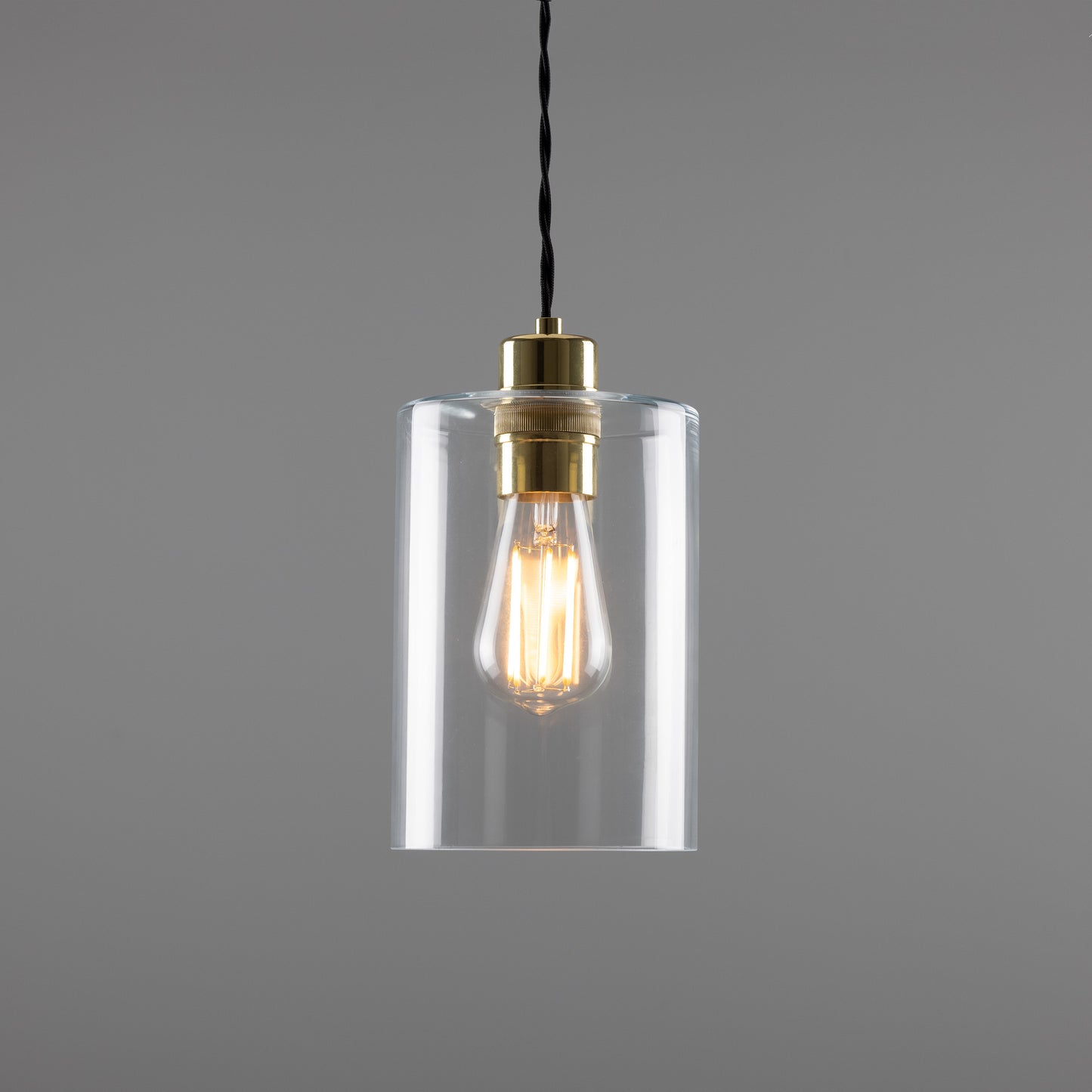 Suspension cylindrique en verre transparent Dalat Small