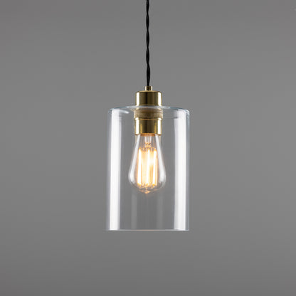 Suspension cylindrique en verre transparent Dalat Small