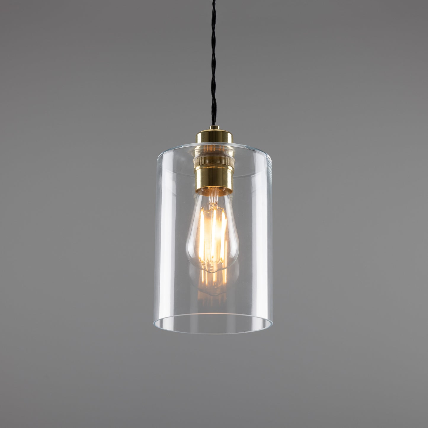 Suspension cylindrique en verre transparent Dalat Small