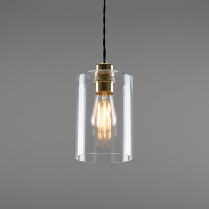 Suspension cylindrique en verre transparent Dalat Small