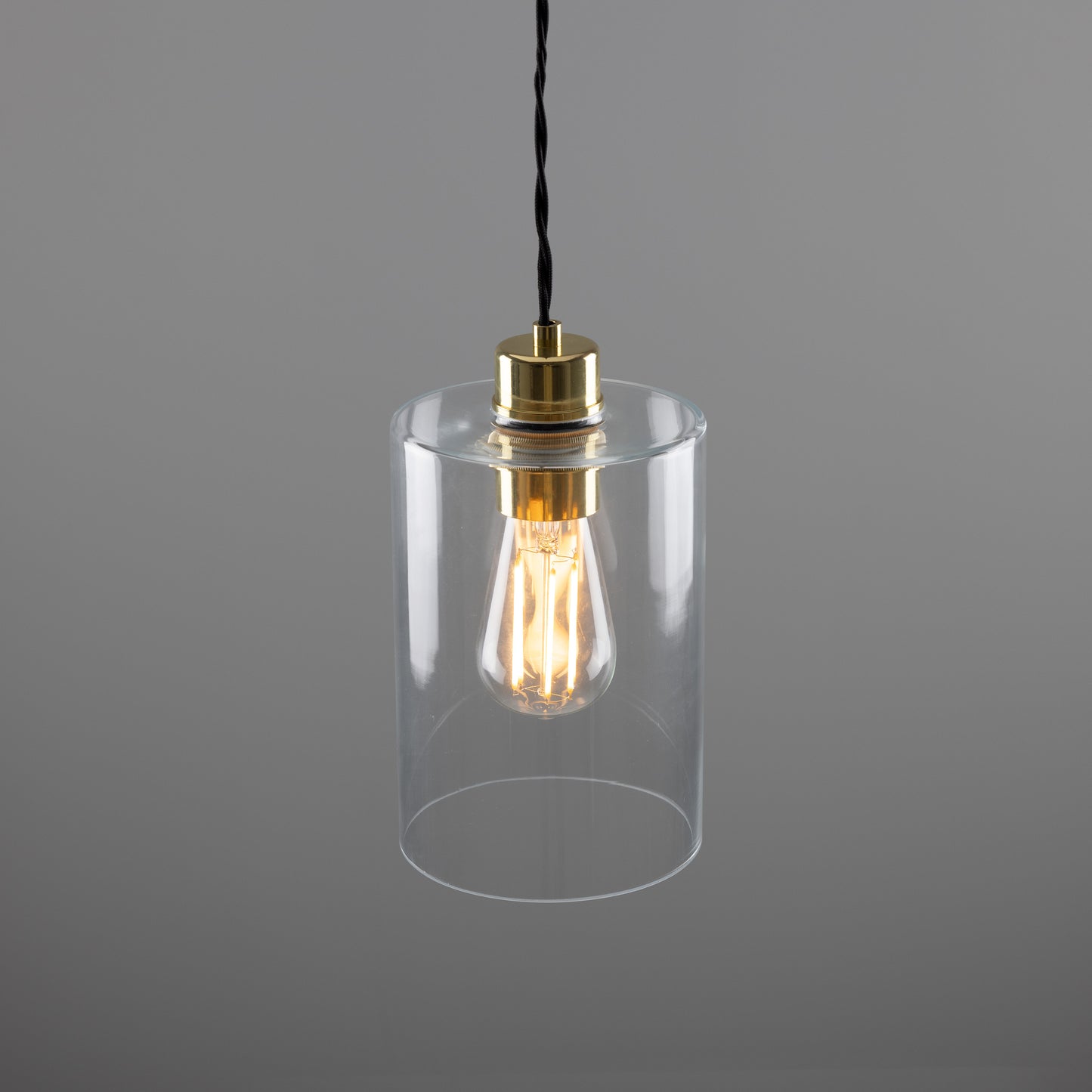 Suspension cylindrique en verre transparent Dalat Small