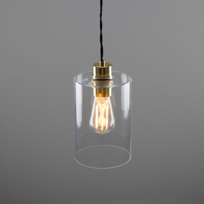 Suspension cylindrique en verre transparent Dalat Small
