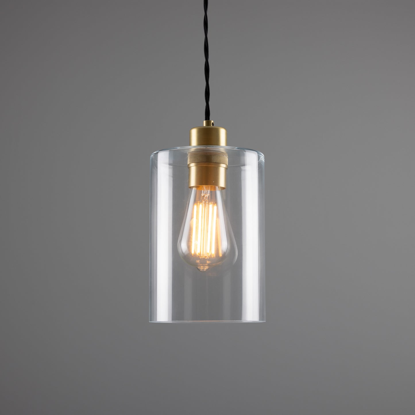 Suspension cylindrique en verre transparent Dalat Small