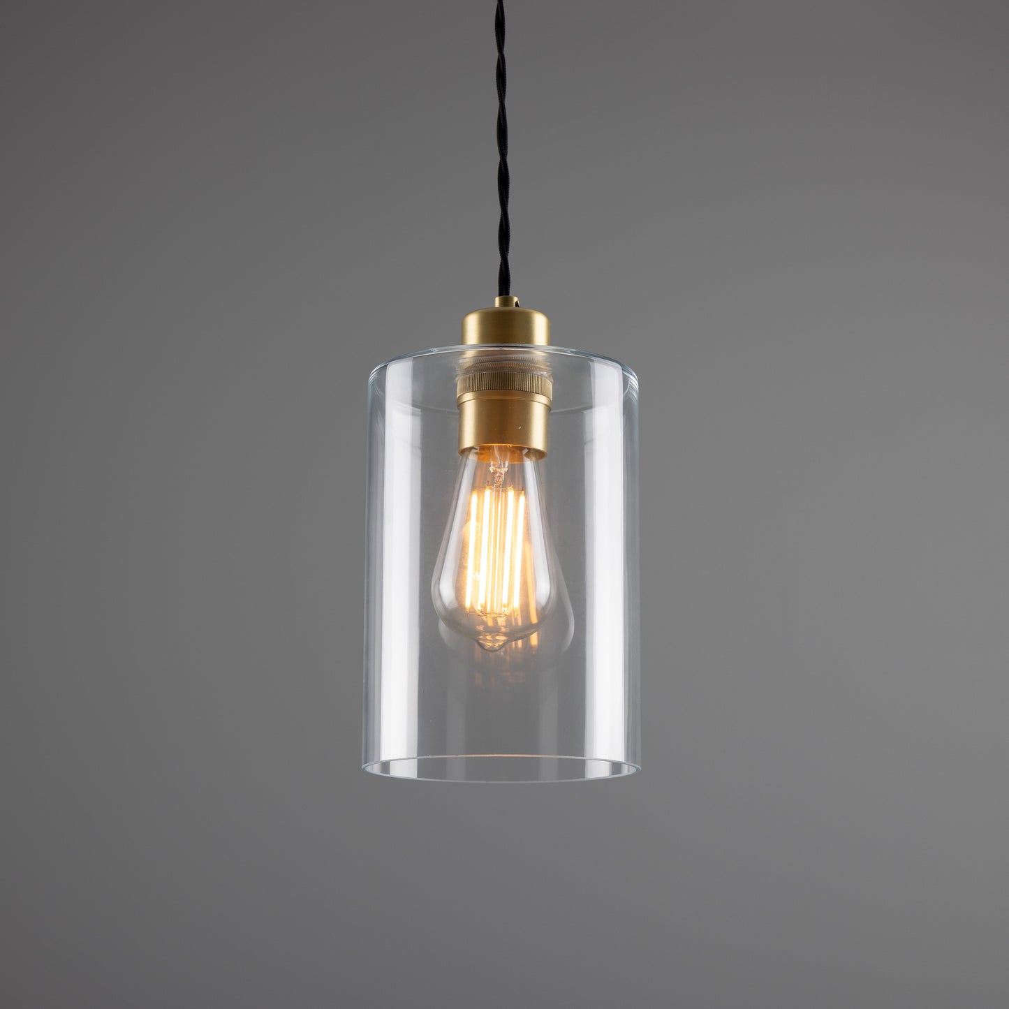 Suspension cylindrique en verre transparent Dalat Small