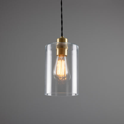 Suspension cylindrique en verre transparent Dalat Small