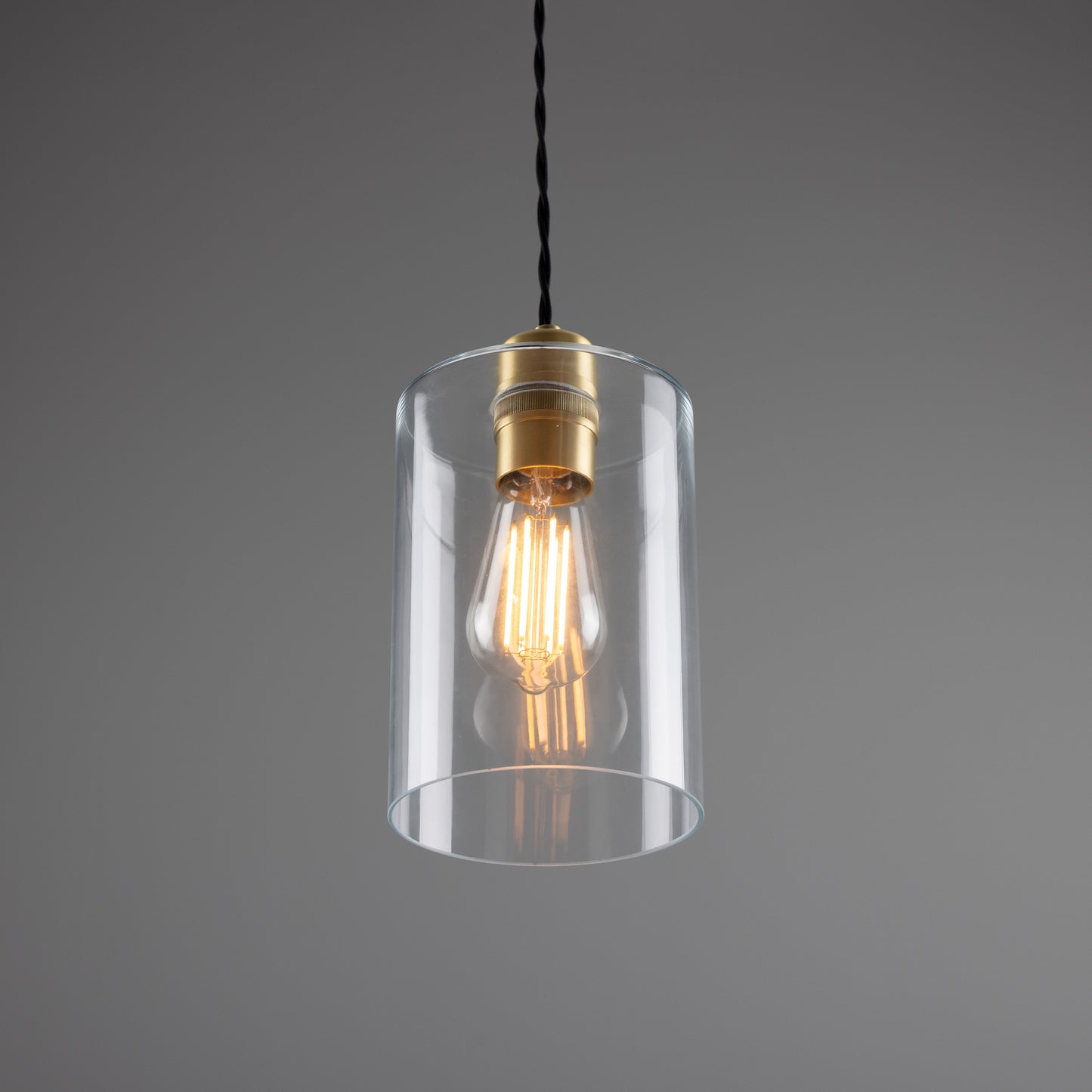 Suspension cylindrique en verre transparent Dalat Small