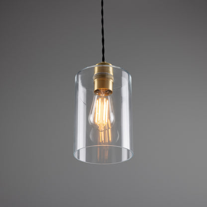 Suspension cylindrique en verre transparent Dalat Small