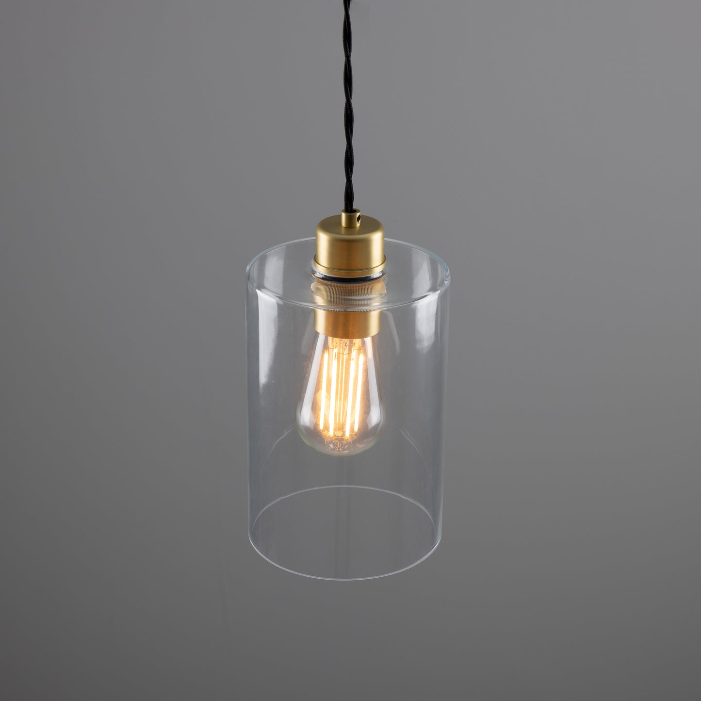 Suspension cylindrique en verre transparent Dalat Small