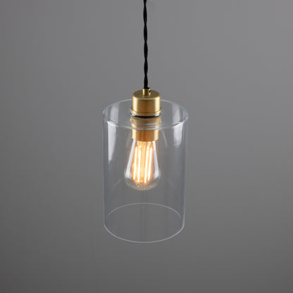 Suspension cylindrique en verre transparent Dalat Small
