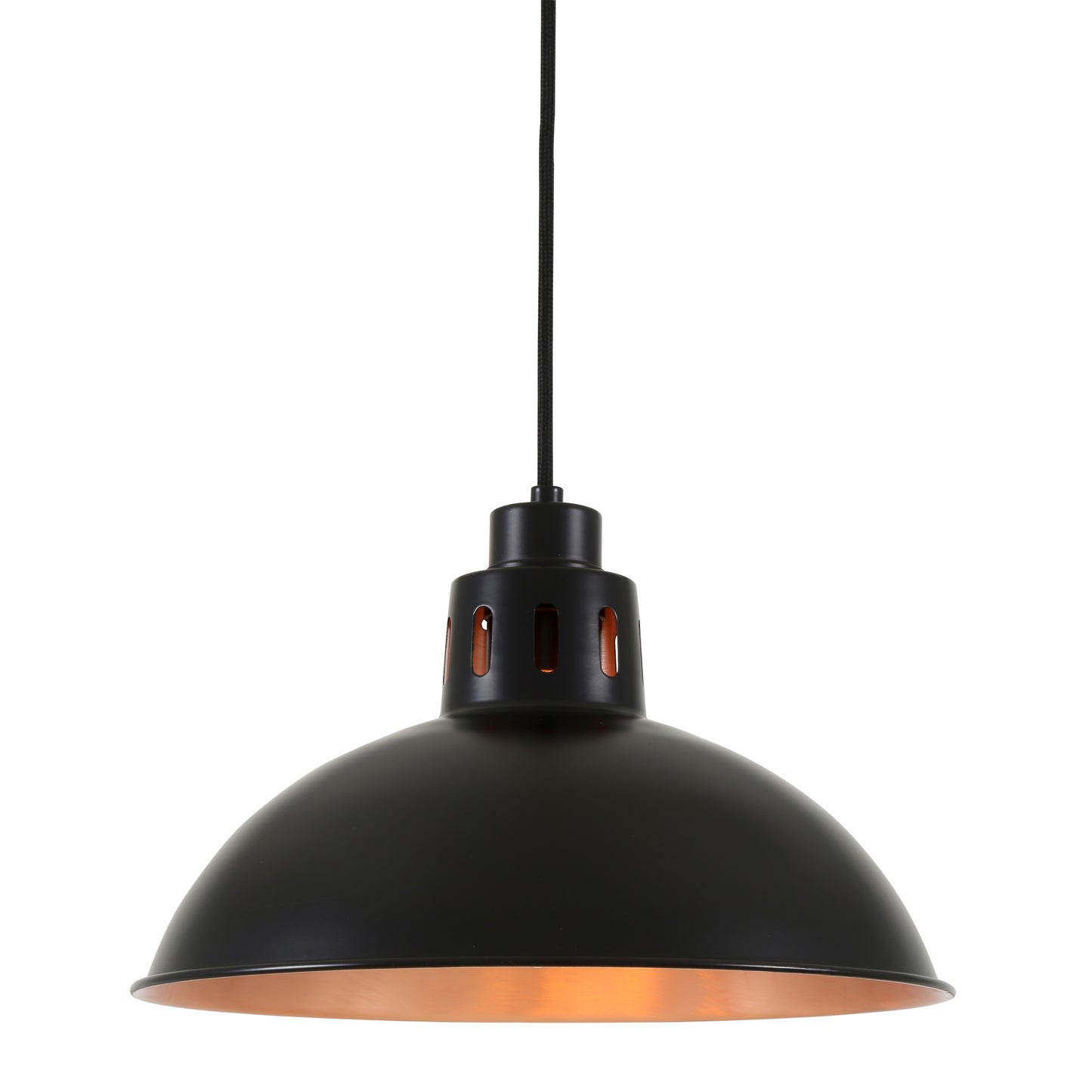 Suspension Bessemer Vintage noire et cuivre 30 cm