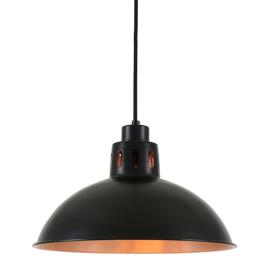 Suspension Bessemer Vintage noire et cuivre 30 cm