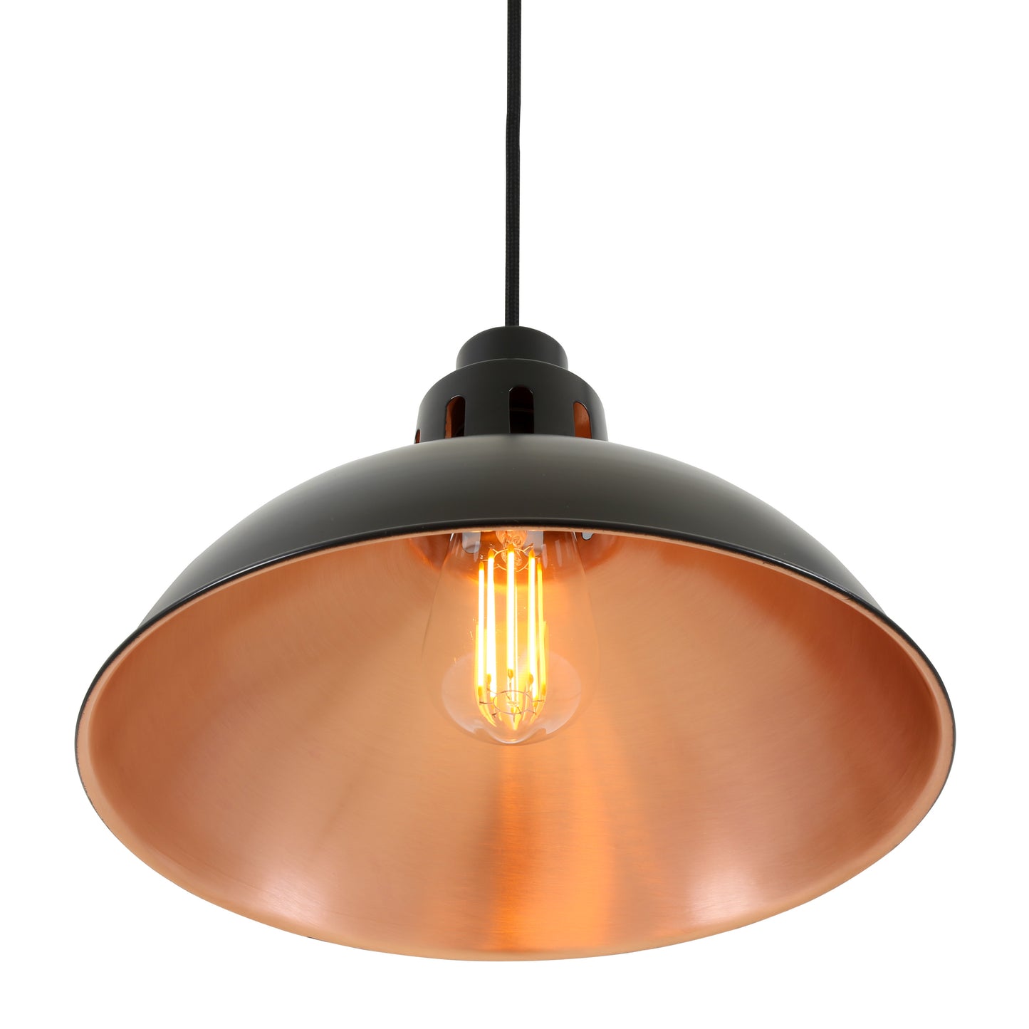Suspension Bessemer Vintage noire et cuivre 30 cm