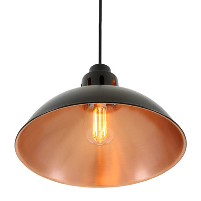 Suspension Bessemer Vintage noire et cuivre 30 cm