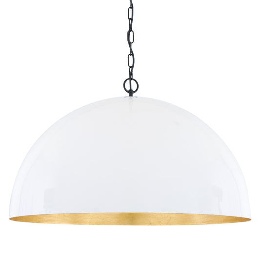 Suspension Goma grand dôme blanc et feuille d'or