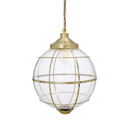 Suspension en verre Henlow avec cage en laiton