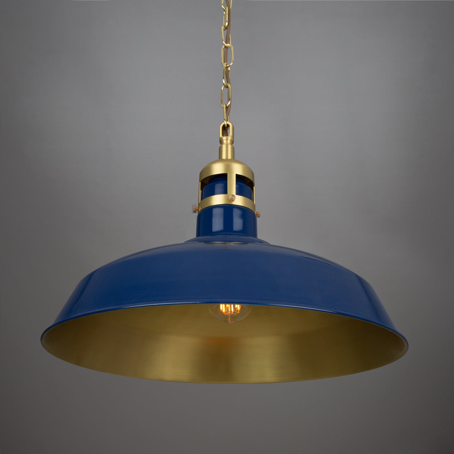 Matlock Large Vintage Factory Brass Pendant Light