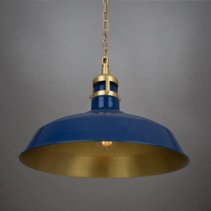 Matlock Large Vintage Factory Brass Pendant Light