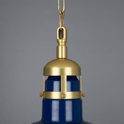 Matlock Large Vintage Factory Brass Pendant Light
