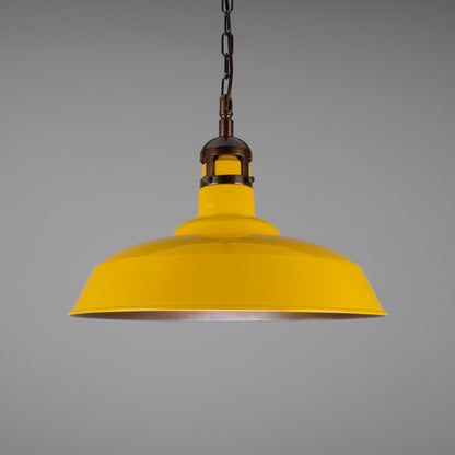 Matlock Large Vintage Factory Brass Pendant Light