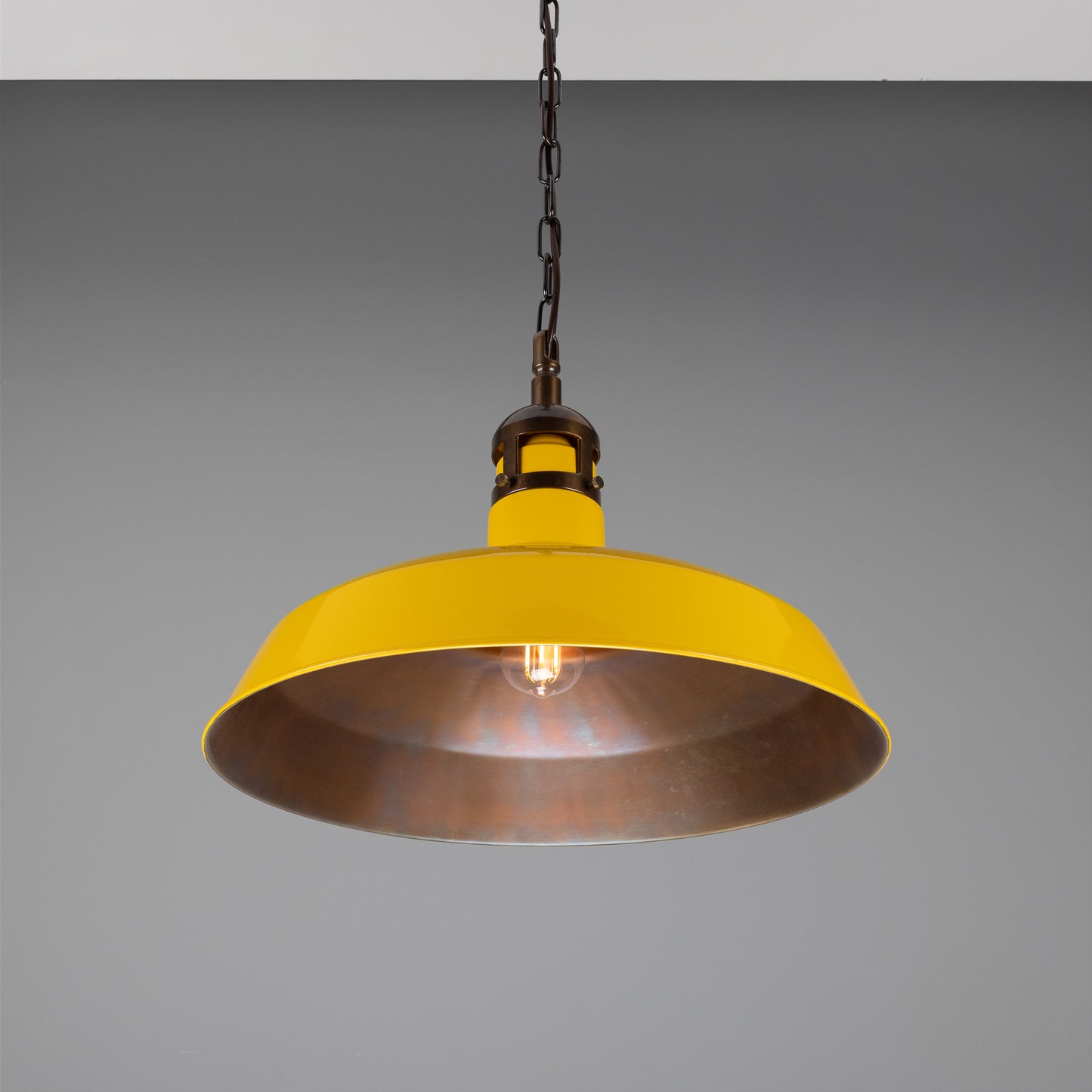 Matlock Large Vintage Factory Brass Pendant Light