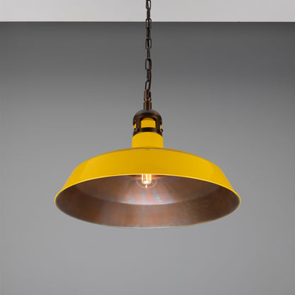 Matlock Large Vintage Factory Brass Pendant Light