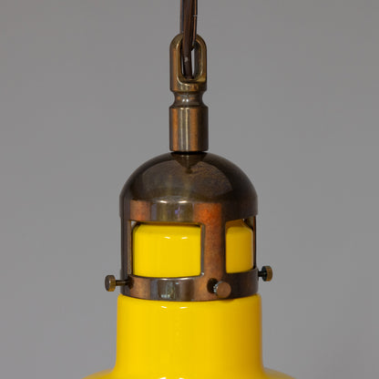 Matlock Large Vintage Factory Brass Pendant Light