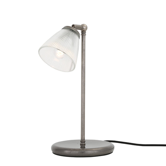 Lampe de table industrielle Gadar en verre holophane