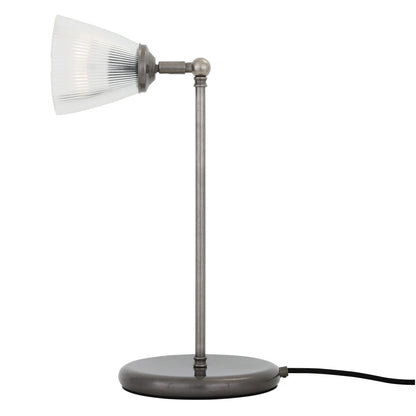 Lampe de table industrielle Gadar en verre holophane