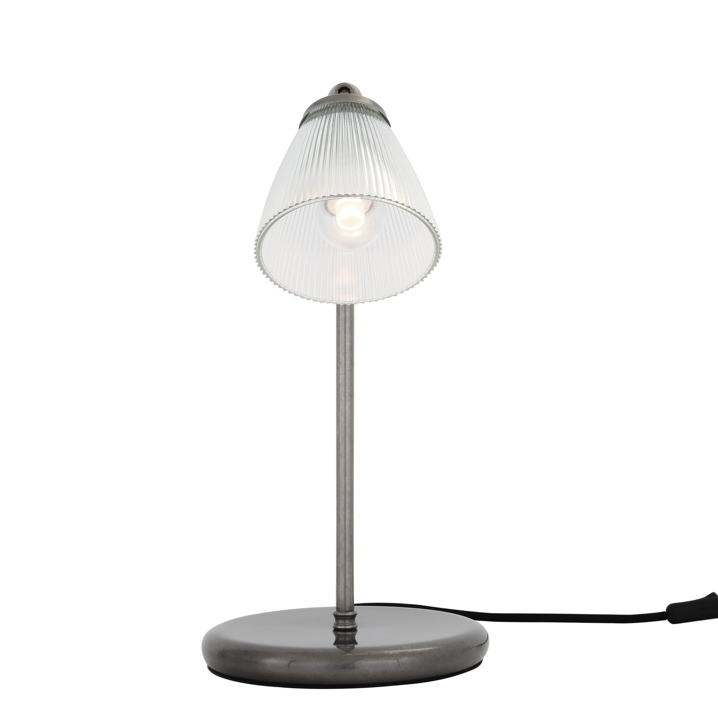Lampe de table industrielle Gadar en verre holophane