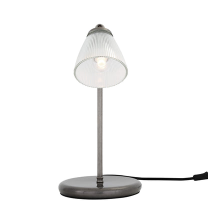 Lampe de table industrielle Gadar en verre holophane