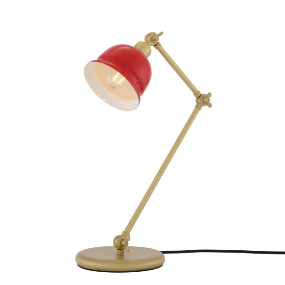 Lampe de table Nico Vintage en laiton avec abat-jour coloré