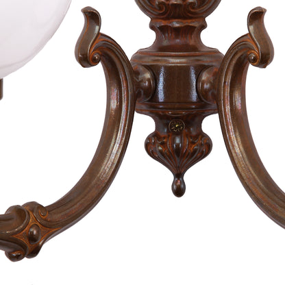 Ben Two-Arm Ornate Brass Wall Light with Opal Glass Globes