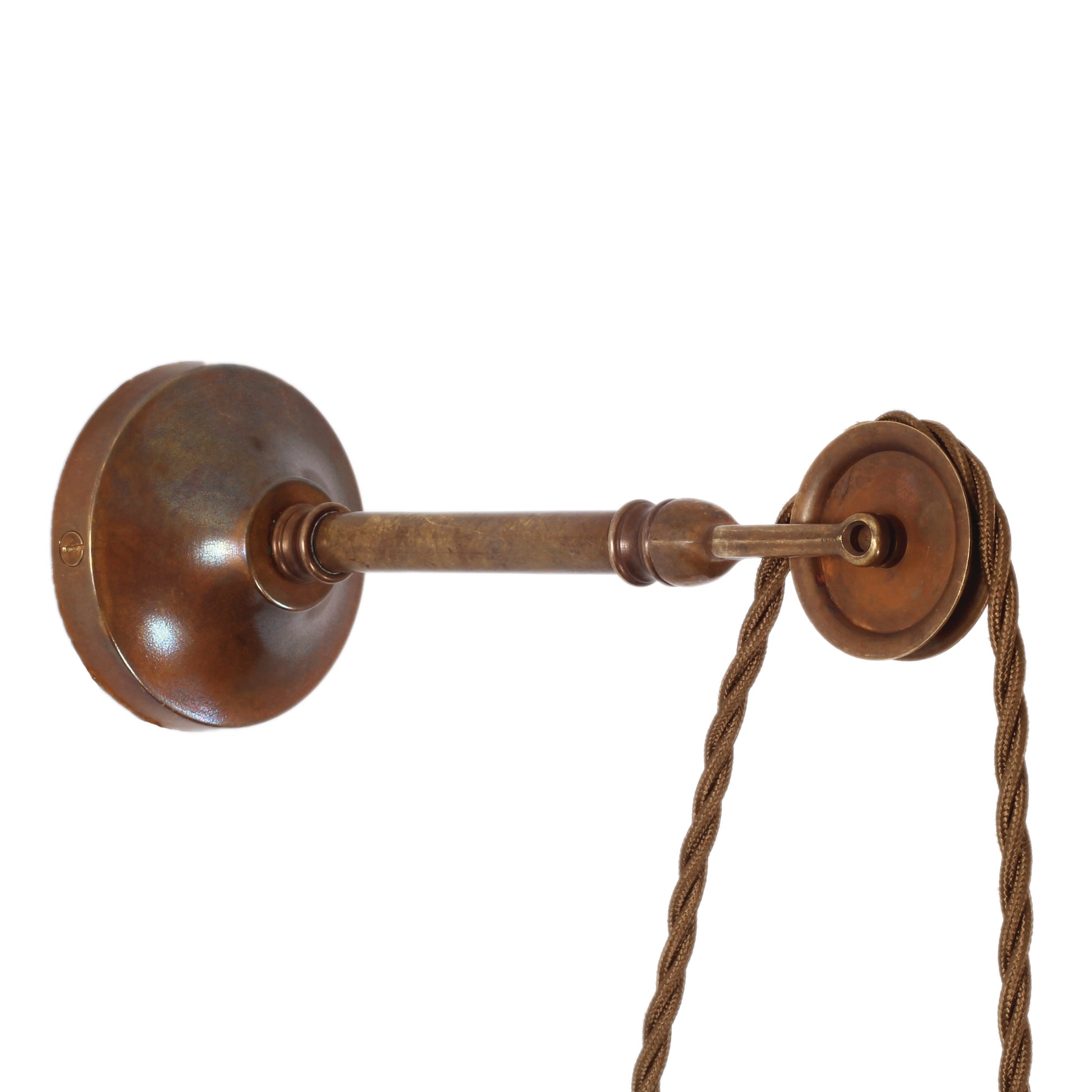 Mullan Lighting Apoch Vintage Pulley Cage Wall Light in Antique Brass closeup