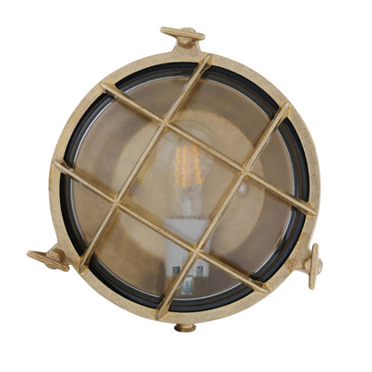 Mullan Lighting Adoo Nautical Bulkhead wall light in Natural Brass