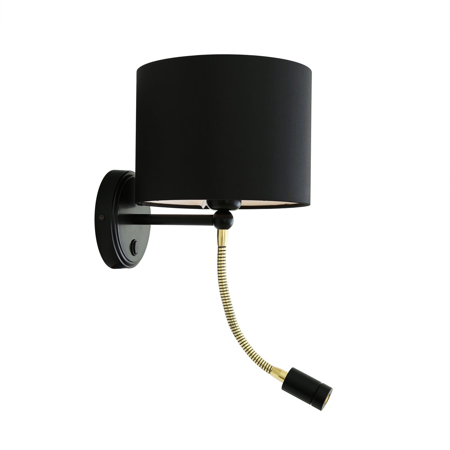 Applique murale Longford en laiton avec bras flexible et projecteur de lecture