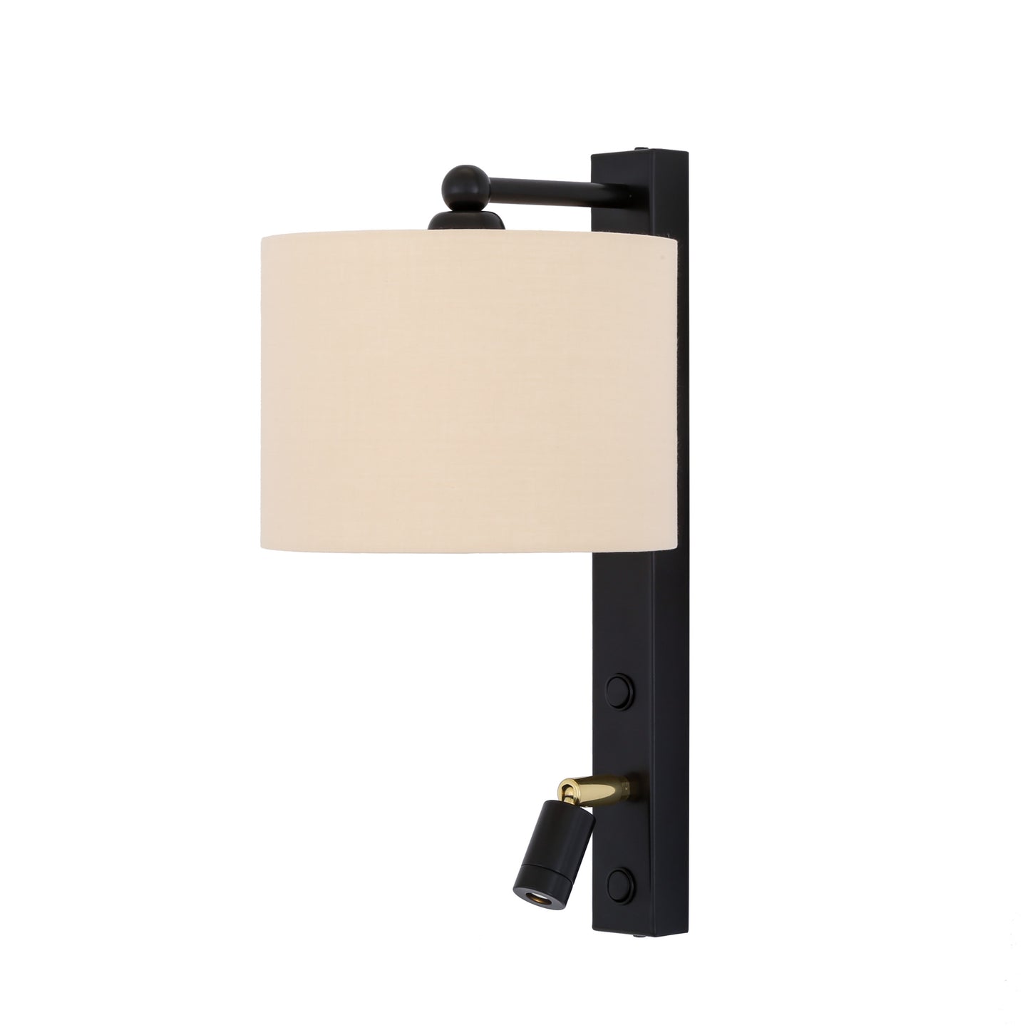 Applique murale Khumo avec abat-jour en tissu et lampe de lecture réglable
