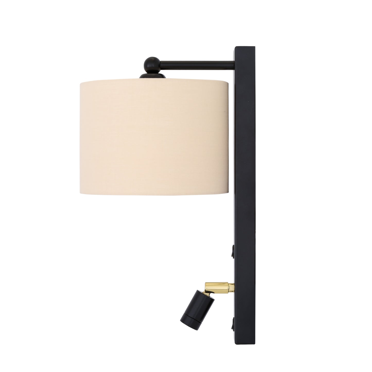 Applique murale Khumo avec abat-jour en tissu et lampe de lecture réglable
