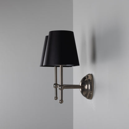 Applique murale double moderne en laiton Bursa avec abat-jour en tissu