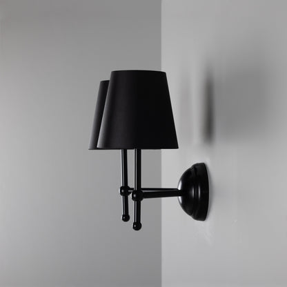 Applique murale double moderne en laiton Bursa avec abat-jour en tissu