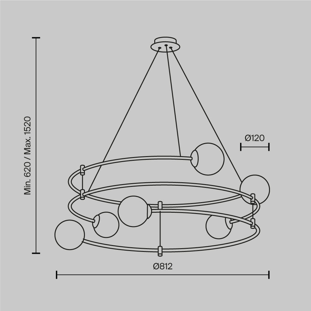 Pendentif rond en verre avec globe d'équilibre