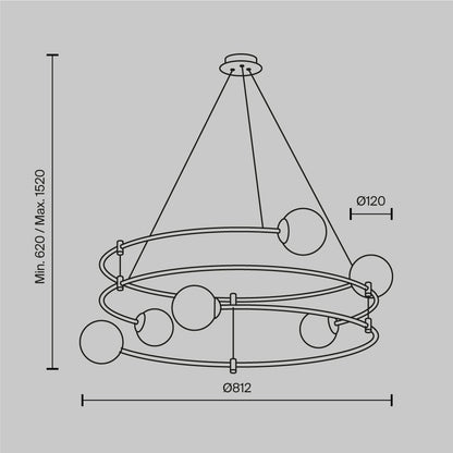 Pendentif rond en verre avec globe d'équilibre