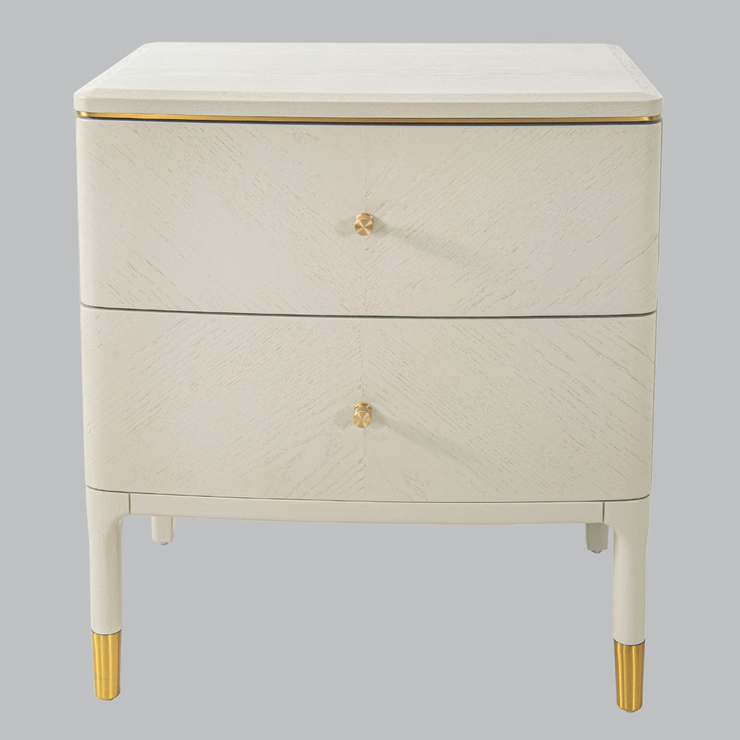 Table d'appoint Marlow blanc cassé à 2 tiroirs