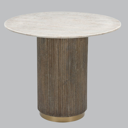 Table de salle à manger ronde Milo en bois et marbre