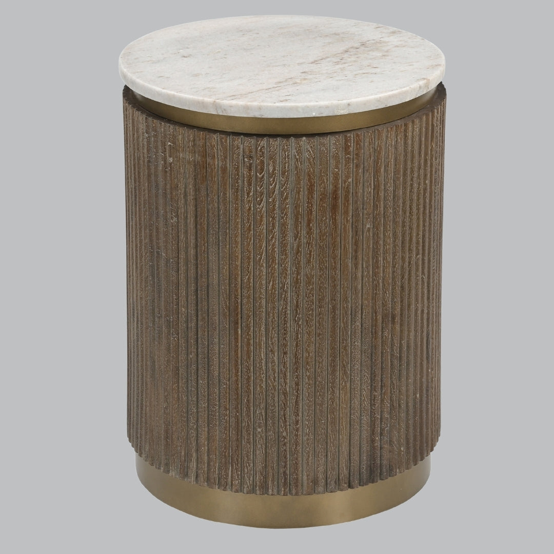 Table d'appoint ronde Milo en bois et marbre
