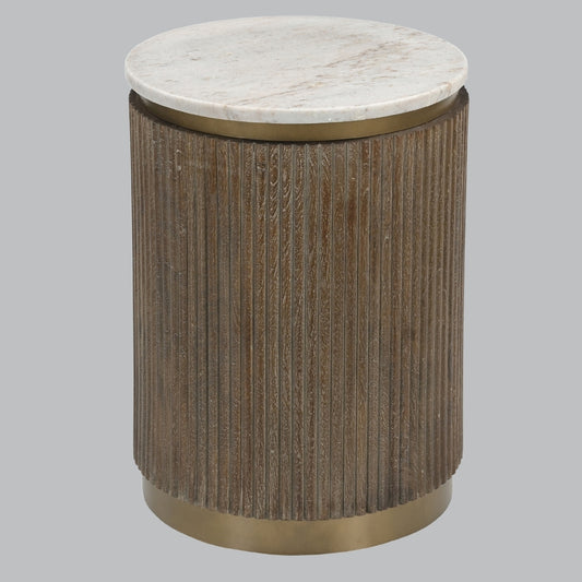Table d'appoint ronde Milo en bois et marbre