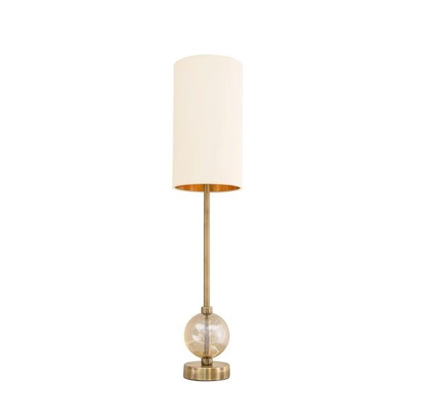 Lampe de table Mistral en laiton antique et cristal cognac